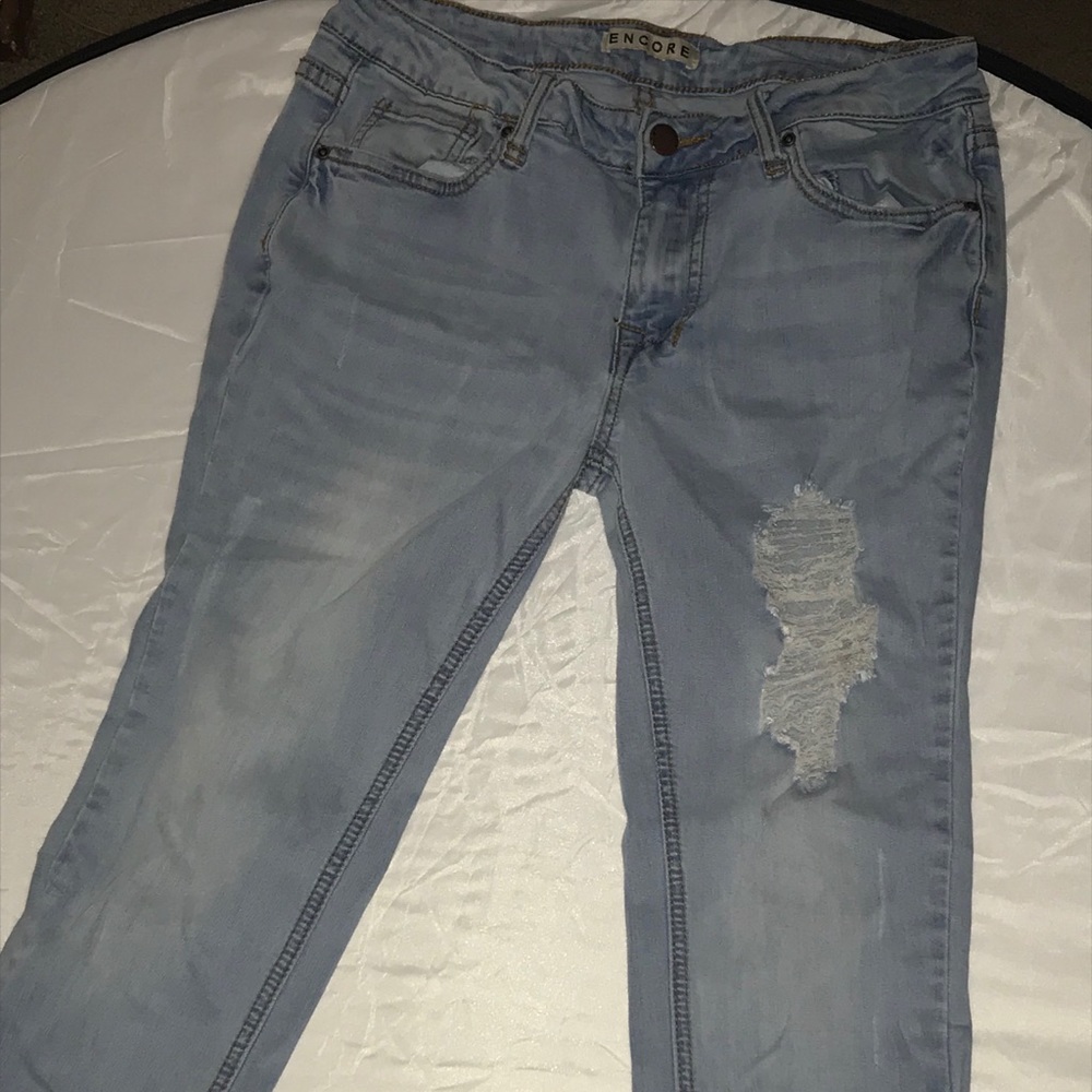 Pre-Distressed Blue Jeans